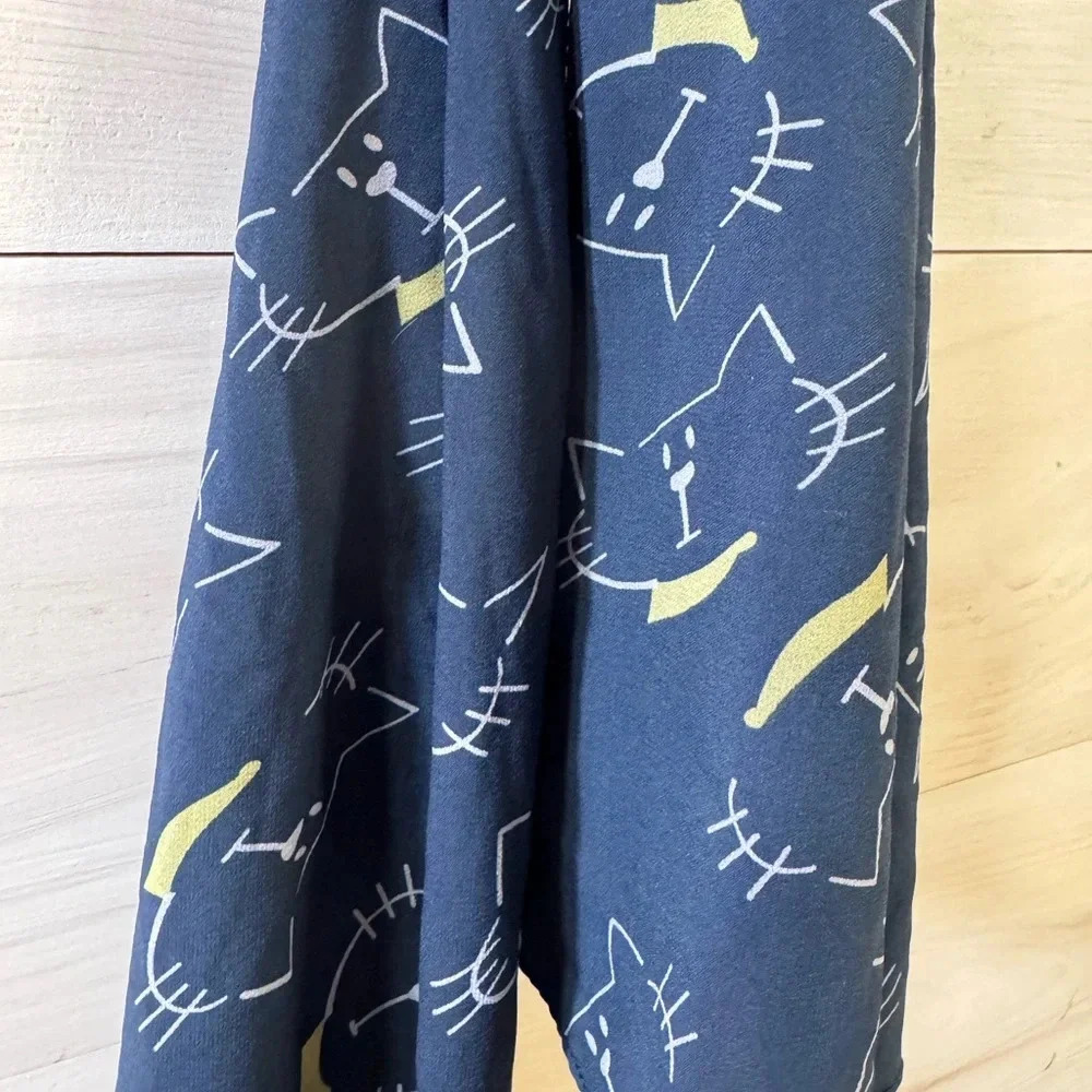 Banjara Navy Cat Print Lightweight Scarf